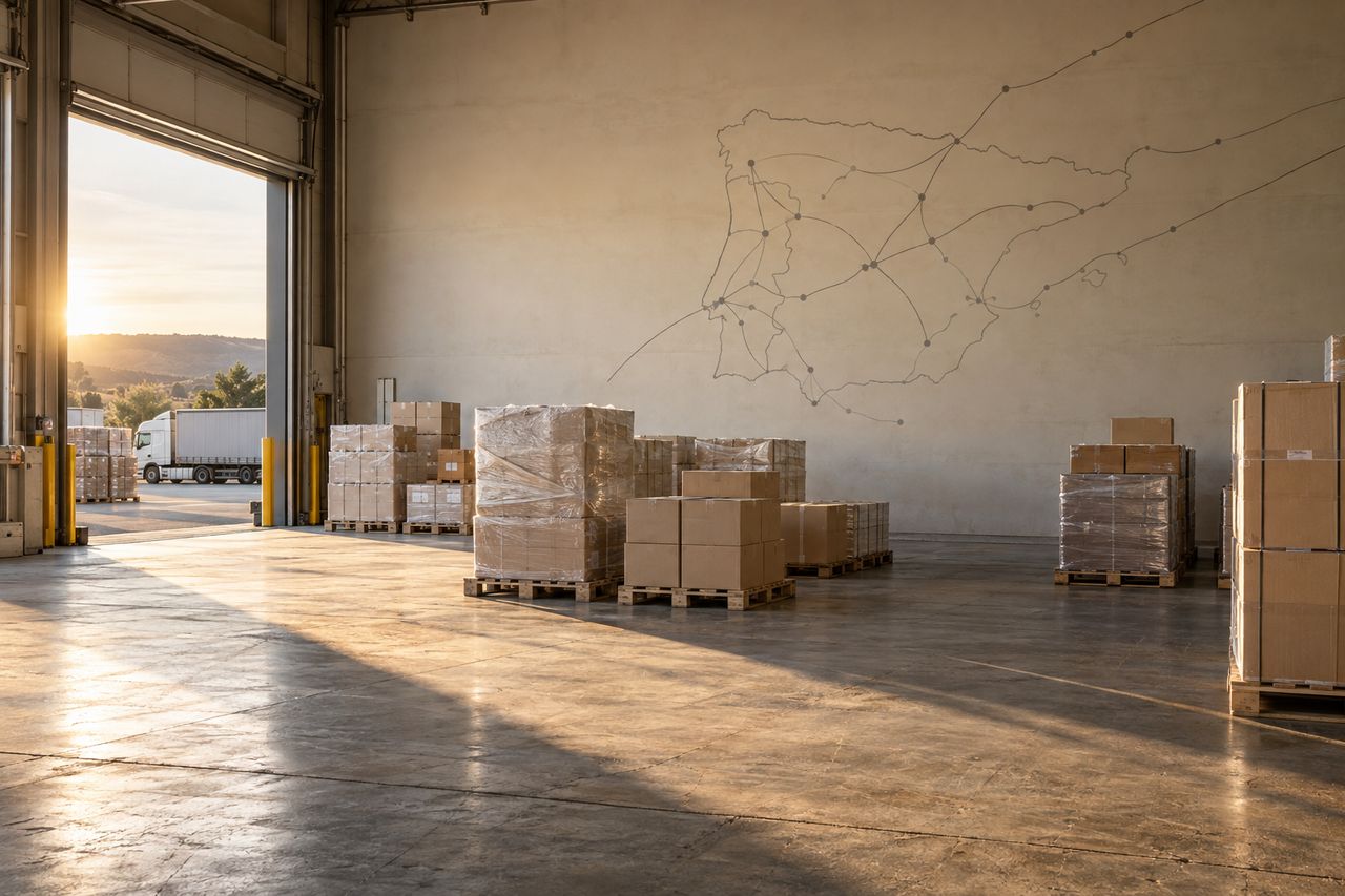 Zona de consolidación de palets en almacén de grupaje